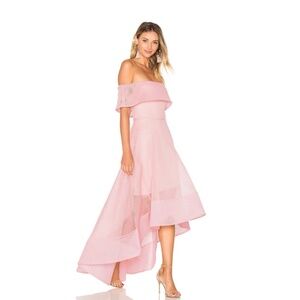 Bronx and Banco Pink Off-Shoulder High-Low Dress